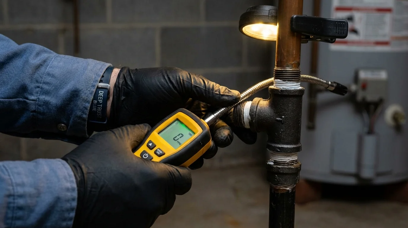Gas leak detection with electronic sniffer by Johns Plumbing LLC in Exton