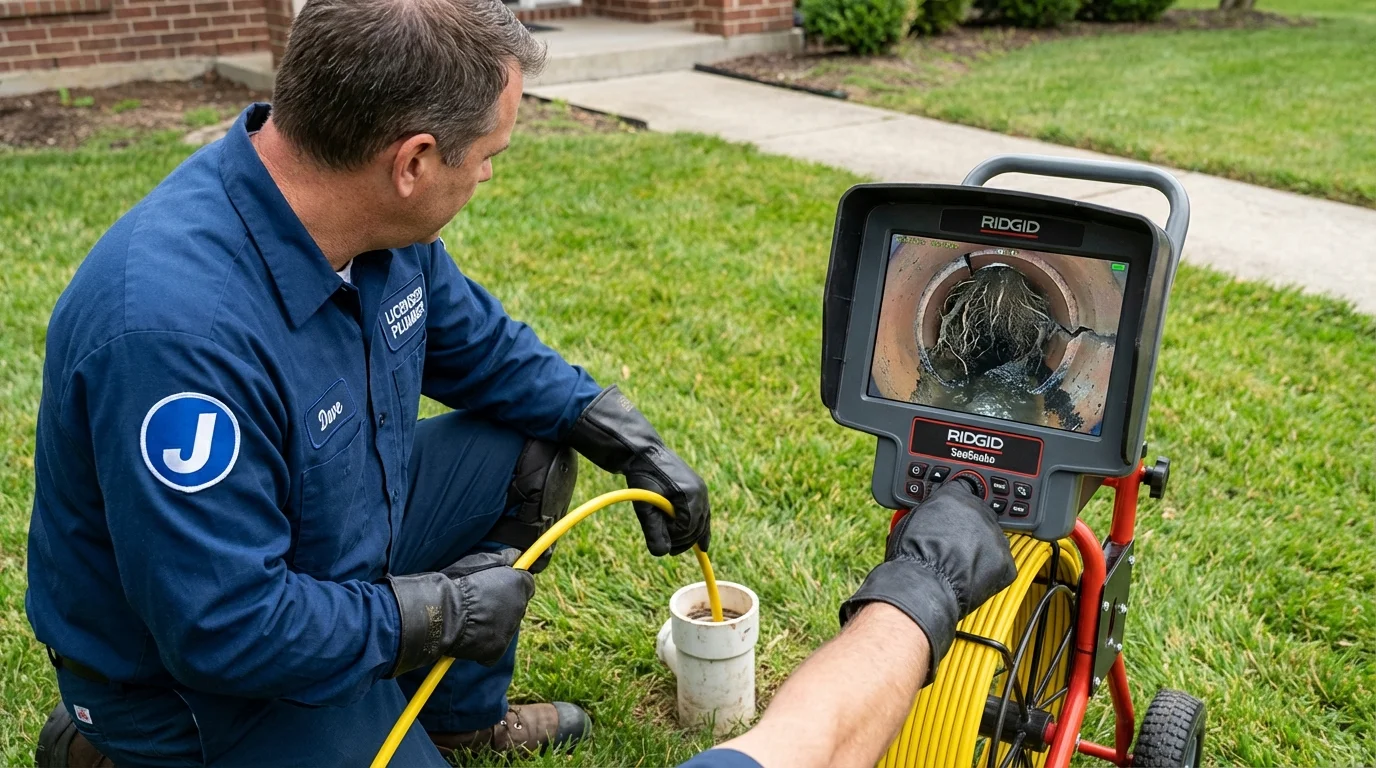 Sewer camera inspection being performed by Johns Plumbing LLC in Exton
